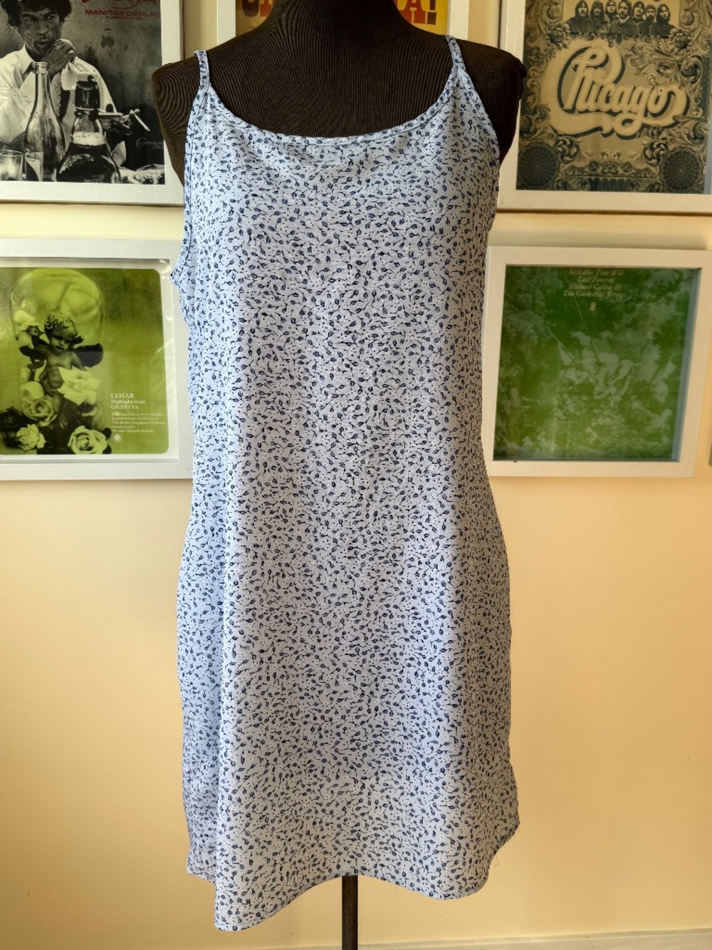🩵 Dainty Blue Micro-Floral Mini Slip Dress — 90s Minimalist Cottagecore Summer